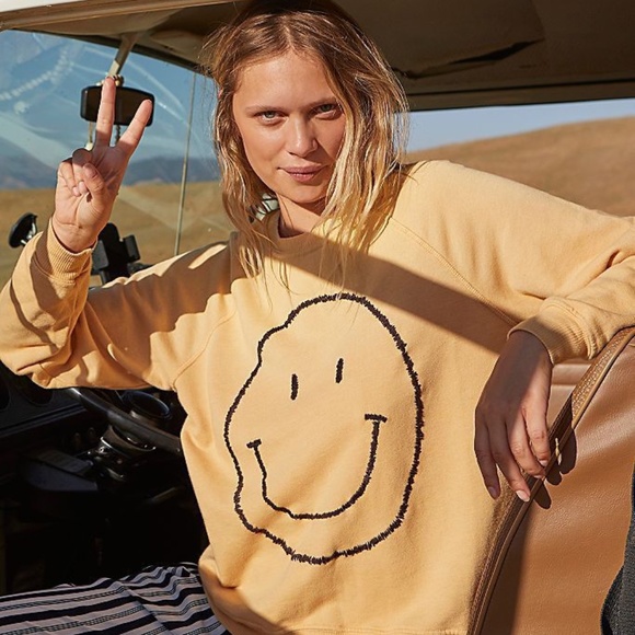 Free People Tops - Free People Be Happy Crew I.S.M.B.S. sweatshirt